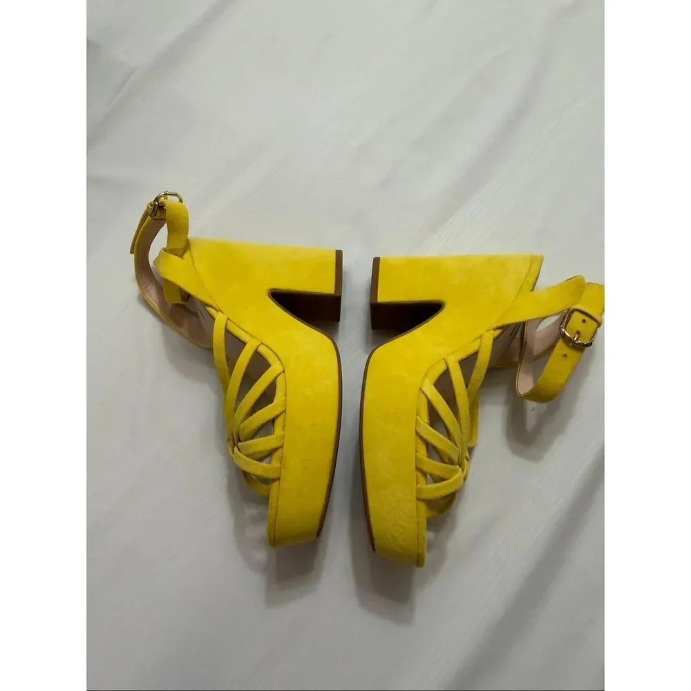 Kate Spade Glenn Strappy Yellow Platform Sandals Heels Size 6 M New NIB
